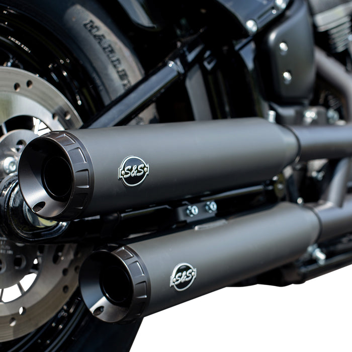 S&S CYCLE 1801-1360 550-0737 Grand National Race Slip-On Mufflers - Grand National Race Mufflers for Softail - Black