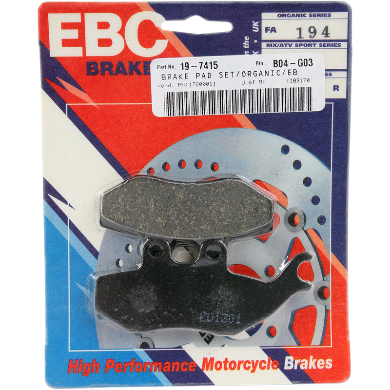 EBC Brake Pad - FA194 For Gas Gas Pampera 250 / Pampera 125 / 50 2005-2008 | Beta Alp 200 / 125 2018-2024 | Piaggio 200 2002-2006