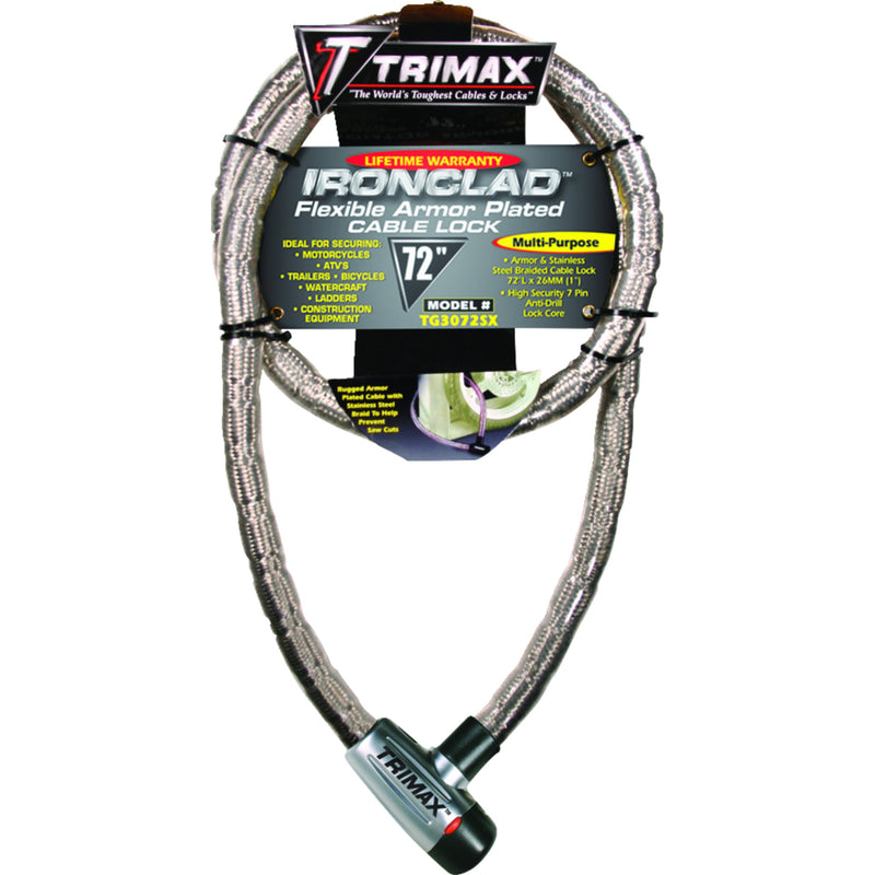 TRIMAX 4010-0011 TG3072SX Gladiator Series Armored Cable Braided Cable Lock - 72"