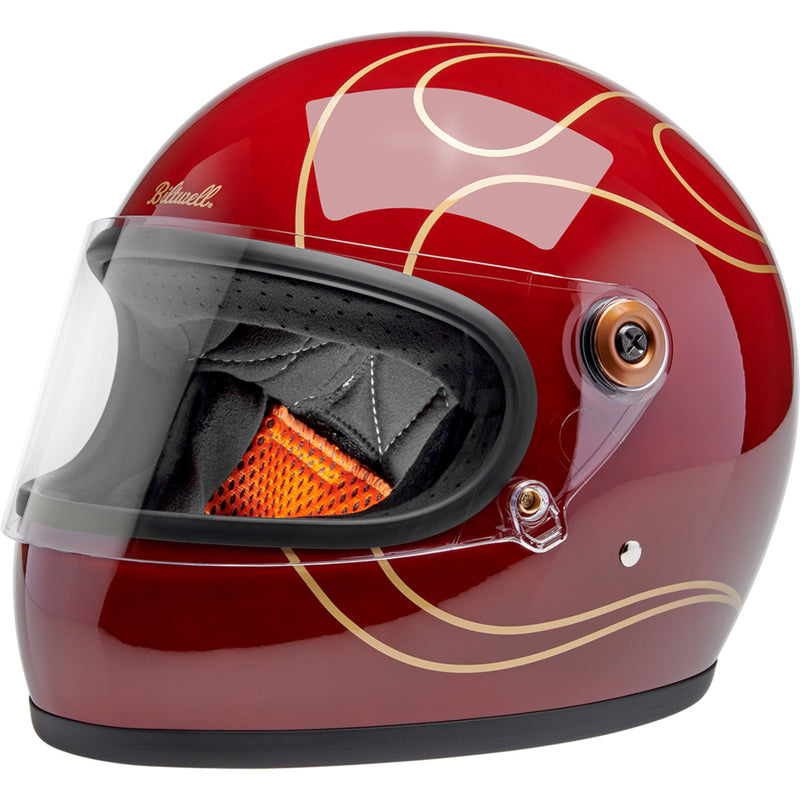 BILTWELL Gringo S Helmet Flames - Gloss Garnet Red