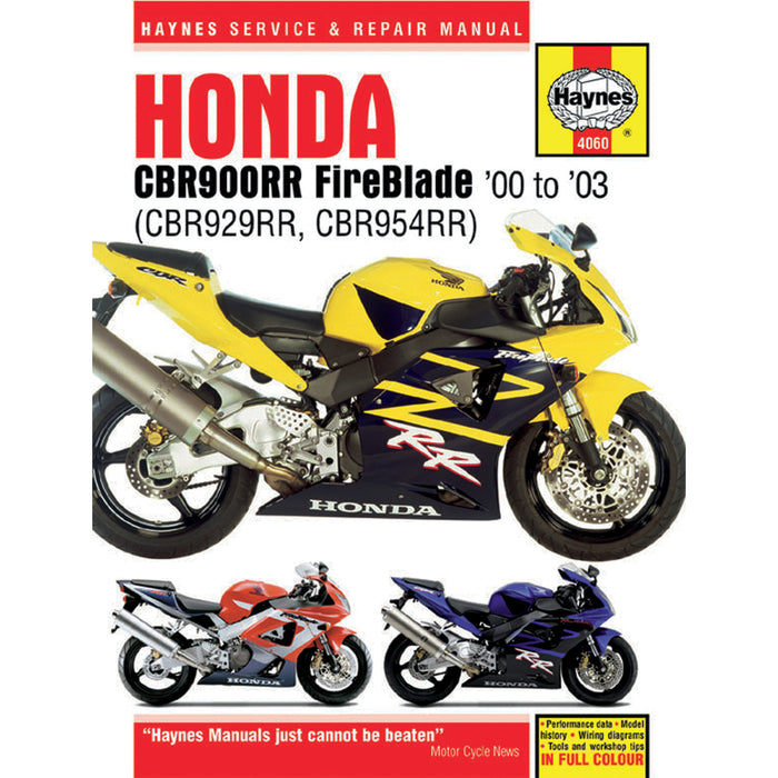 HAYNES 4201-0105 M4060 Motorcycle Repair Manual — Honda, Motorcycle Manual - Honda CBR929/954