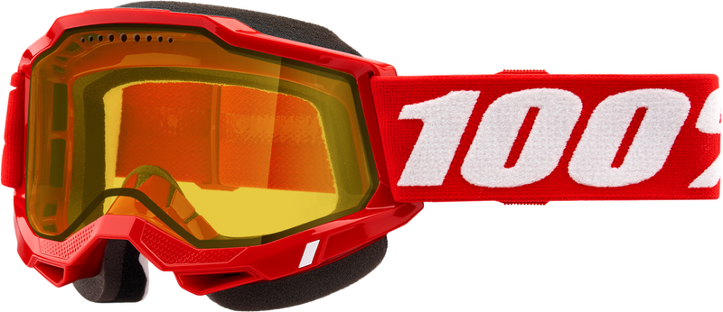 100% 610-5430 50021-10011 ACCURI 2 SNOWMOBILE GOGGLE RED W/ YELLOW LENS