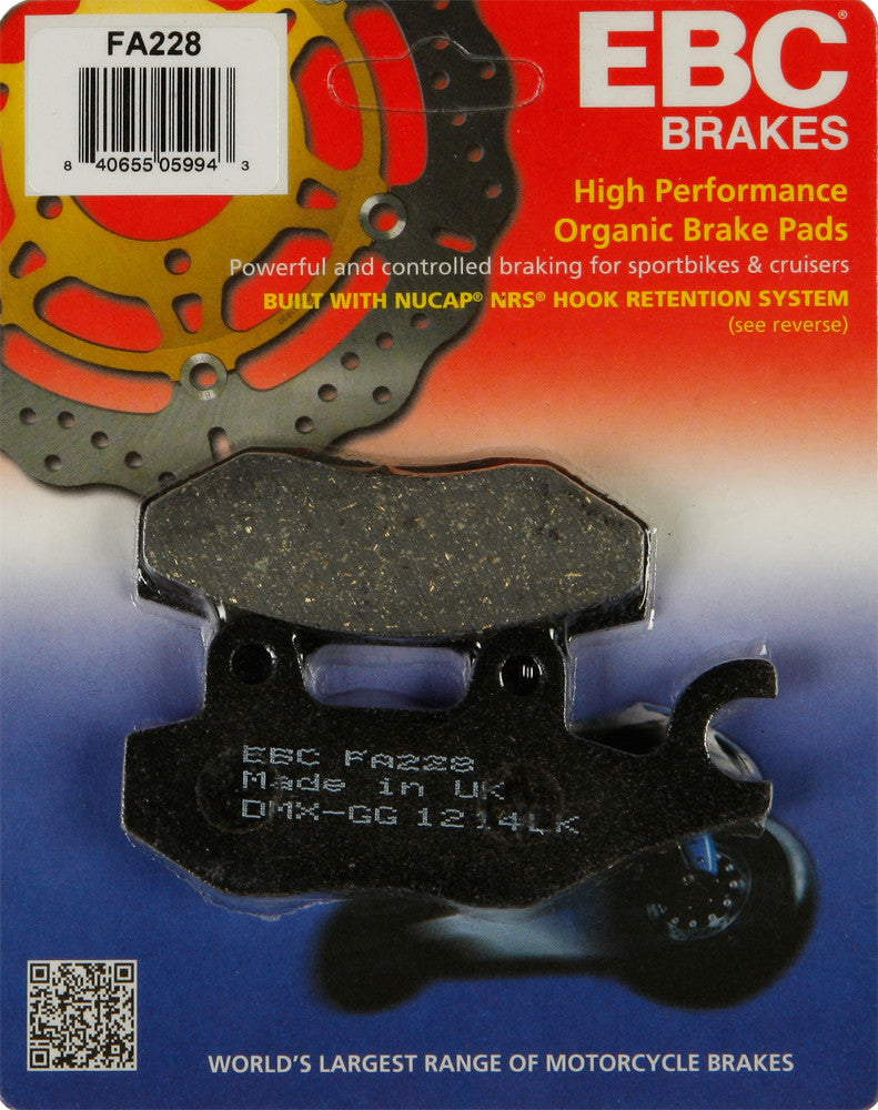 Ebc Brake Pads - FA228 For Honda CMX250C Rebel 1999-2009 | Kawasaki 650 2008-2014 | Suzuki 400 Burgman 2007-2009