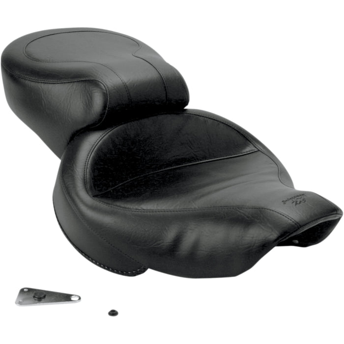 MUSTANG 0803-0222 75111 Vintage Style Seat - Wide - Smooth - Black - Dyna