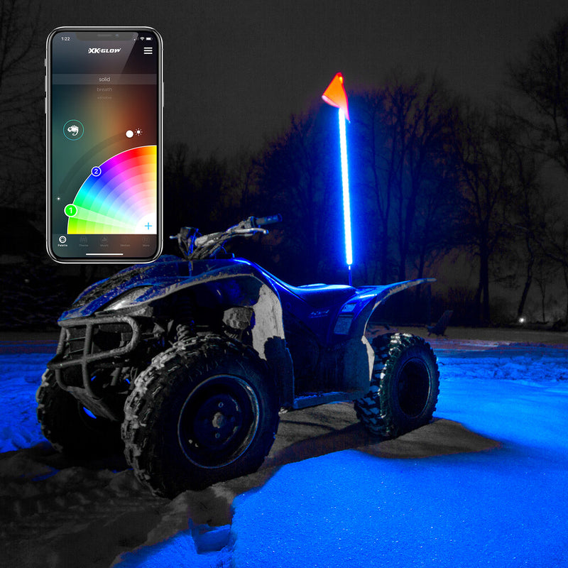 Xk Glow 2ND GEN 4' 1PC Whip With Xkchrome Controller - XK-WHIPB-STA
