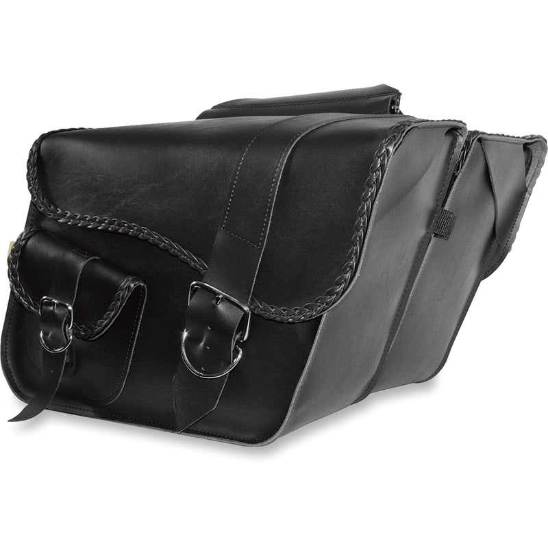 WILLIE & MAX LUGGAGE 3501-0201 58750-20 Ranger Braided Super Slant Saddlebags Ranger Braided Saddlebags - Large - Black