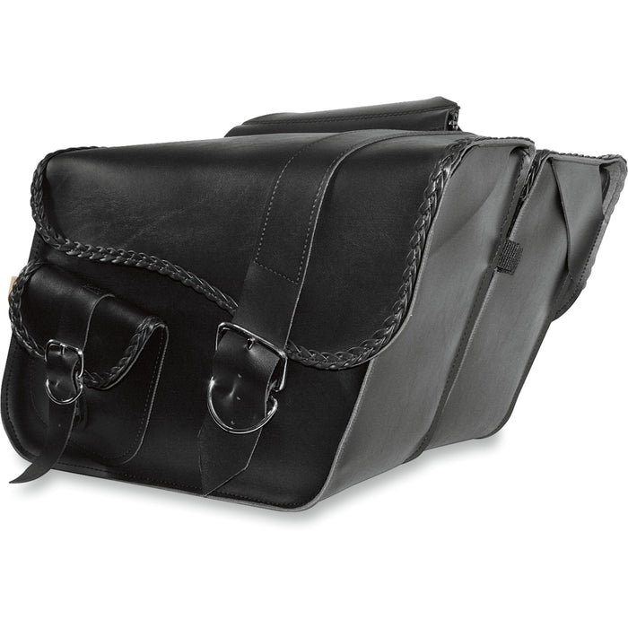 WILLIE & MAX LUGGAGE 3501-0201 58750-20 Ranger Braided Super Slant Saddlebags Ranger Braided Saddlebags - Large - Black