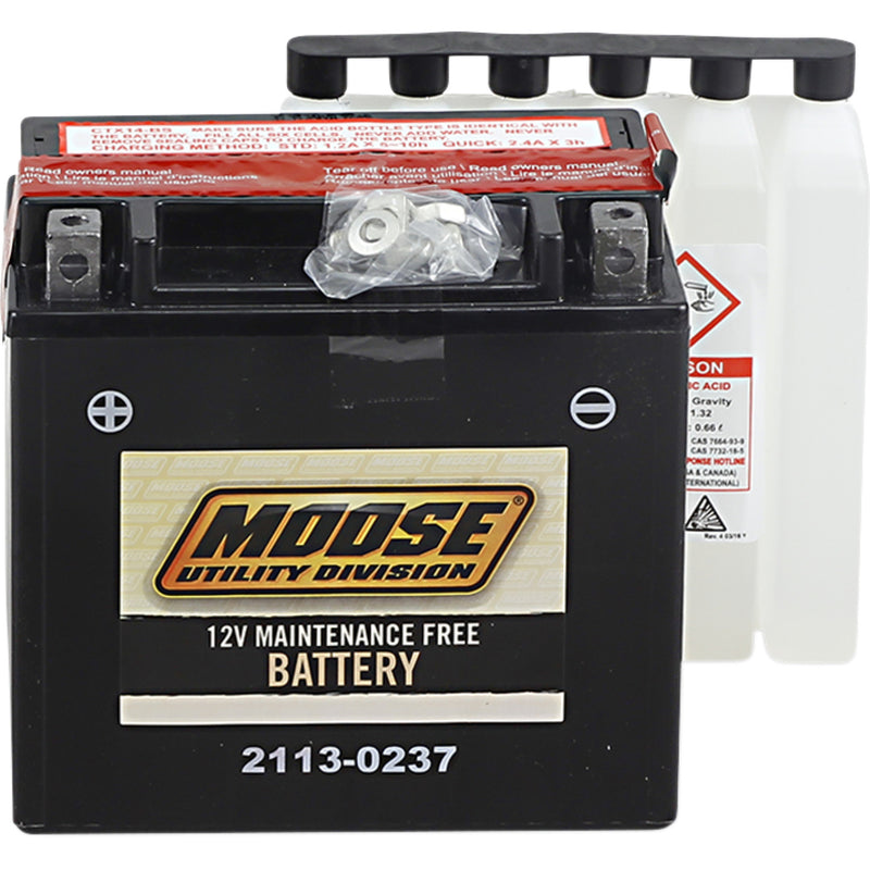 Moose Offroad YTX Battery - MTX14-BS For Suzuki QuadSport / 400F Eiger Camo 4x4 / KingQuad 450 AXi 4x4 2003-2014 | Yamaha YFM660R Raptor 2001-2005