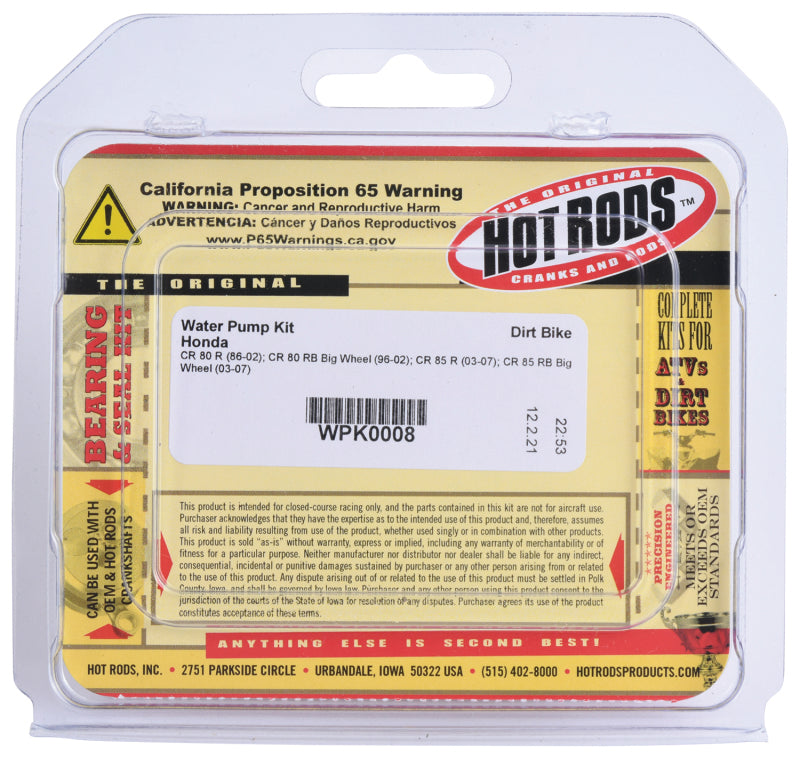 Hot Rods WPK0008 86-02 CR 80 R/96-02 CR 80 RB Big Wheel Water Pump Kit - Photo - Primary