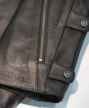 Leather detail of the 12 Gauge Vest