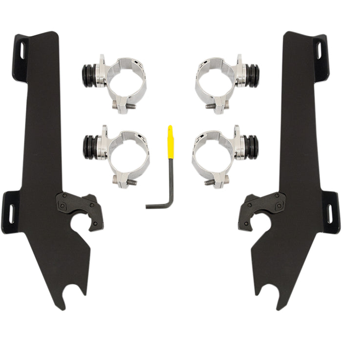 MEMPHIS SHADES 2321-0162 MEK1930 Fats/Slim Windshield Trigger-Lock Complete Mount Kit Batwing Trigger Lock Mounting Kit - Vegas - Black