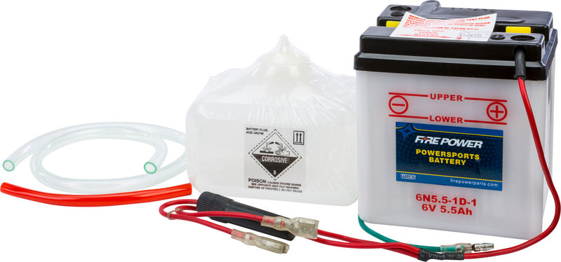 Fire Power Battery W Acid 6V - 6N5.5-1D-1 Honda Scrambler / CL70K Scrambler 1969-1972