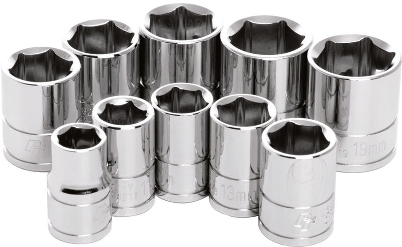 Performance Tool 117-1105 W38202 10 PC 3/8" MET SOCKET SET SHALLOW