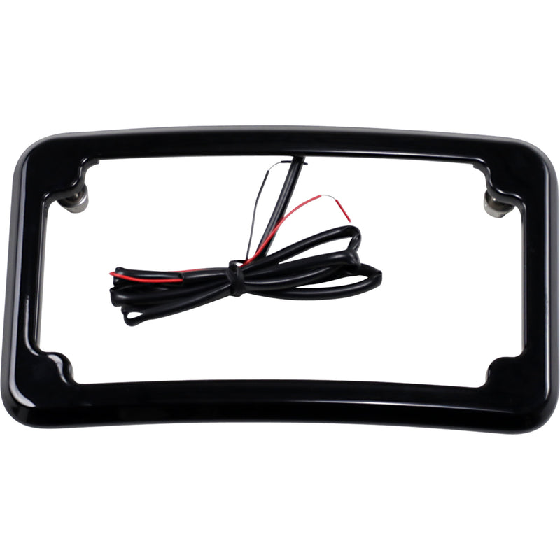 CYCLE VISIONS 2030-1437 CV4617B Beveled License Plate with Lights Beveled License Plate Frame - Black