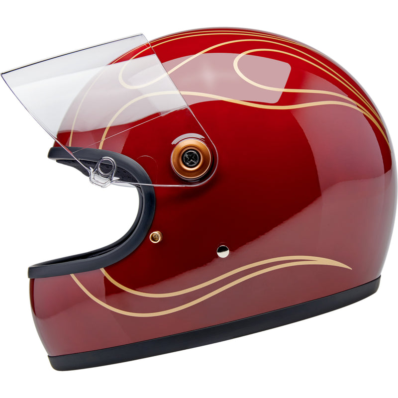 BILTWELL Gringo S Helmet Flames - Gloss Garnet Red