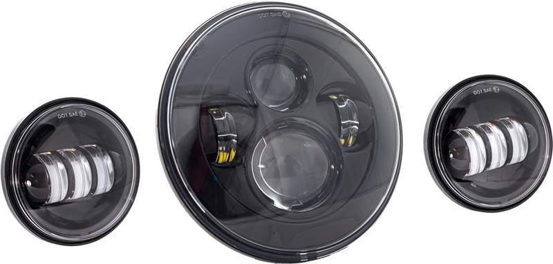 Letric Lighting Co LLC-Ilhk-7B 7" LED Hdlgt W Pass Lamps Black For Indian 2015-2024
