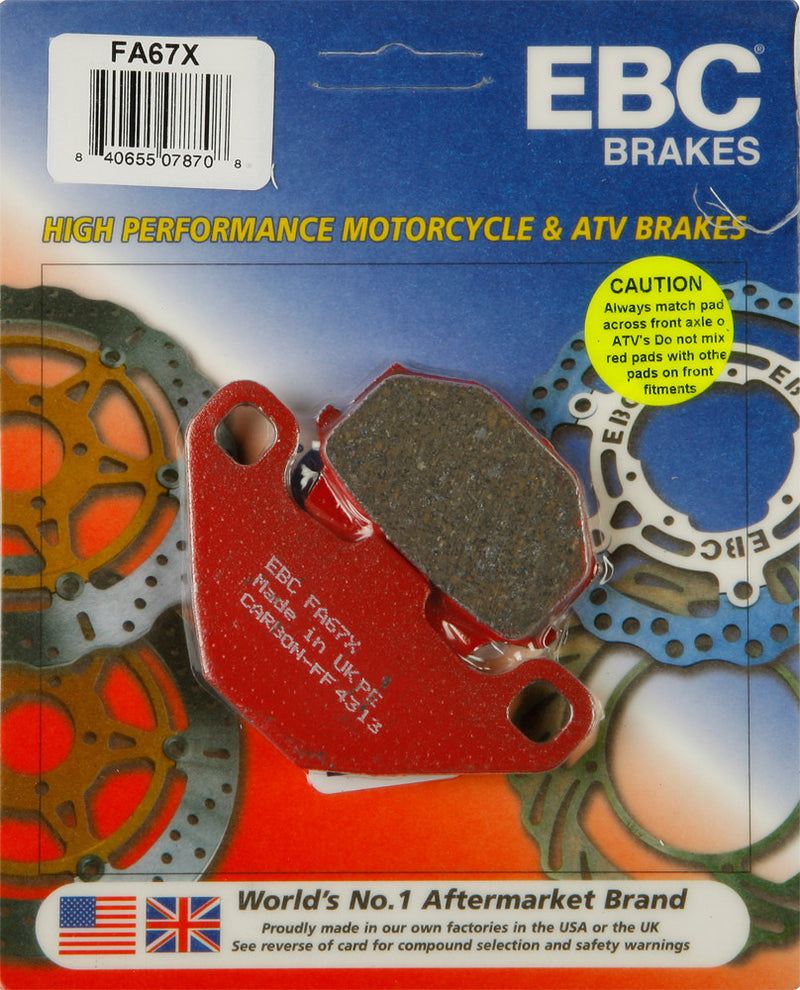 EBC Brake Pads Carbon X Series - FA67X For Husaberg Dirt Bikes 1994 | Yamaha Raptor / Grizzly Automatic / Grizzly 300 4x2 2010-2013