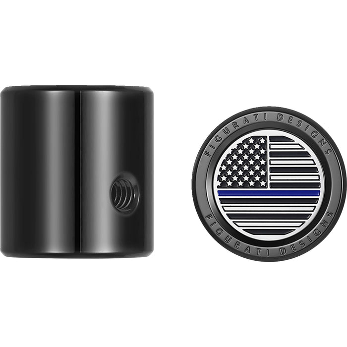 FIGURATI DESIGNS 1602-1477 FD71-HTSC-BLK Heel-Toe Shifter Cover blue line american flag - black