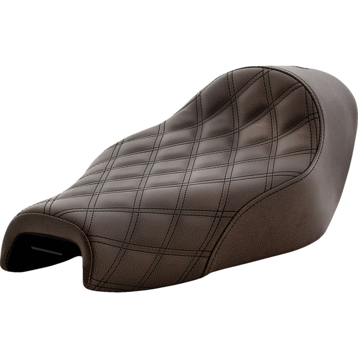 SADDLEMEN 0804-0662 807-03-002BLS Renegade Lattice Stitch Solo Seat - Lattice Stitched - Brown - XL '04-'20