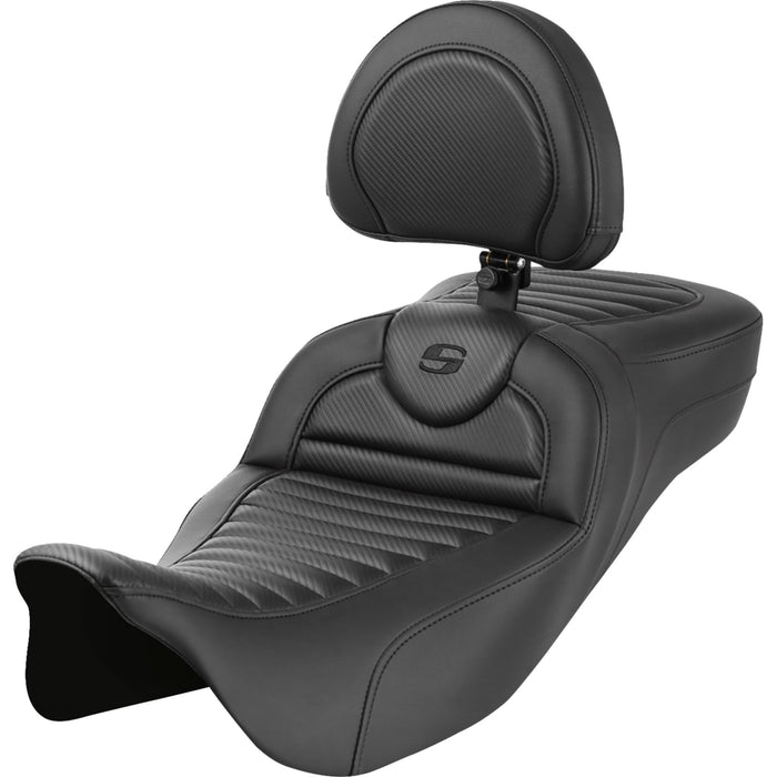 SADDLEMEN 0801-1819 808-07B-205B0 Roadsofa™ Extended Reach Seat - with Backrest - Tuck-n-Roll - Carbon Fiber