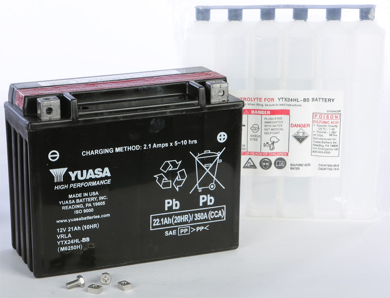 Yuasa Battery YTX24HL-BS Maintenance Free - YUAM6250H For Harley Electra Glide / Tour / Touring 1980-1996 | Ski-Doo Snowmobiles 1990-2003