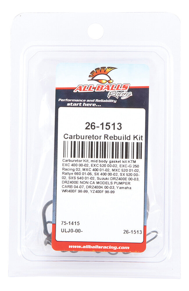 All Balls Keihin MID Body Carb Kit - 26-1513 For Suzuki 400 / 400E / 400SM 2000-2007 | Yamaha WR 400 / YZ 400 1998-1999