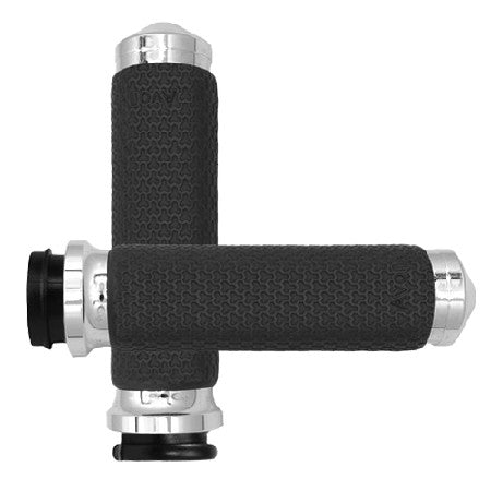 Avon FLY BY Wire Throttle Memory Foam Grip Chrome - MF-63-CH-FLY For Harley Motorcycles 2008-2019