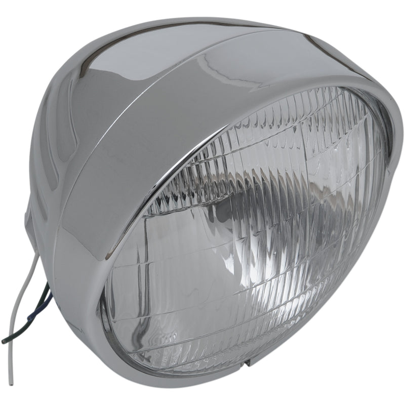 DRAG SPECIALTIES DS280033 Chrome Custom Springer-Style Headlight Assemblies Headlight with Visor 6-1/2" - Grooved