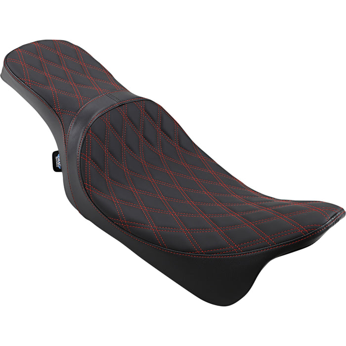 DRAG SPECIALTIES 0801-1272 Predator 2-Up Seat - Double Diamond - Red Stitching - FL '08-'22