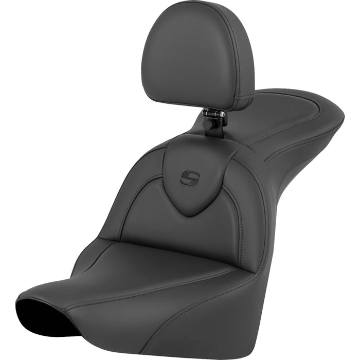 SADDLEMEN 0802-1620 818-27-187BR RoadSofa™ Seat - Black - with Driver Backrest - FLFB/FXBR '18-'24