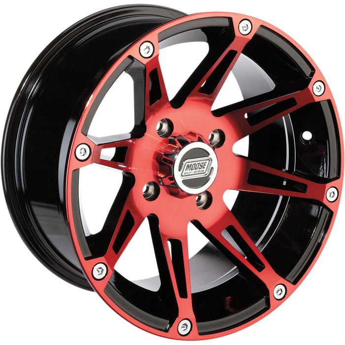 MOOSE OFFROAD 0230-0816 387ML148110BWR4 387X Wheel Wheel - 387X - Rear - Anodized Red/Black - 14x8 - 4/110 - 4+4