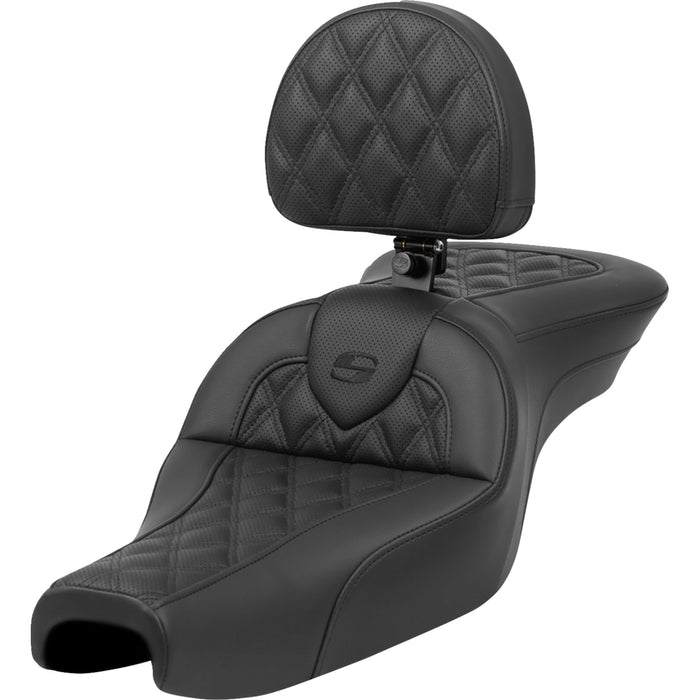 SADDLEMEN 0804-0797 807-11-182BR Roadsofa™ Standard Reach Seat - with Backrest - Lattice Stitch - XL '04-'22