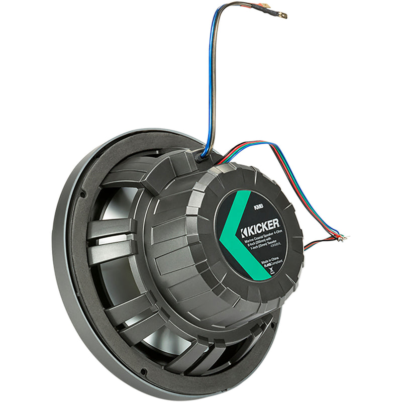 KICKER 4405-0594 45KM84L All-Weather Coaxial Speakers with LED Lighting 8" Speakers - 7-Color LED