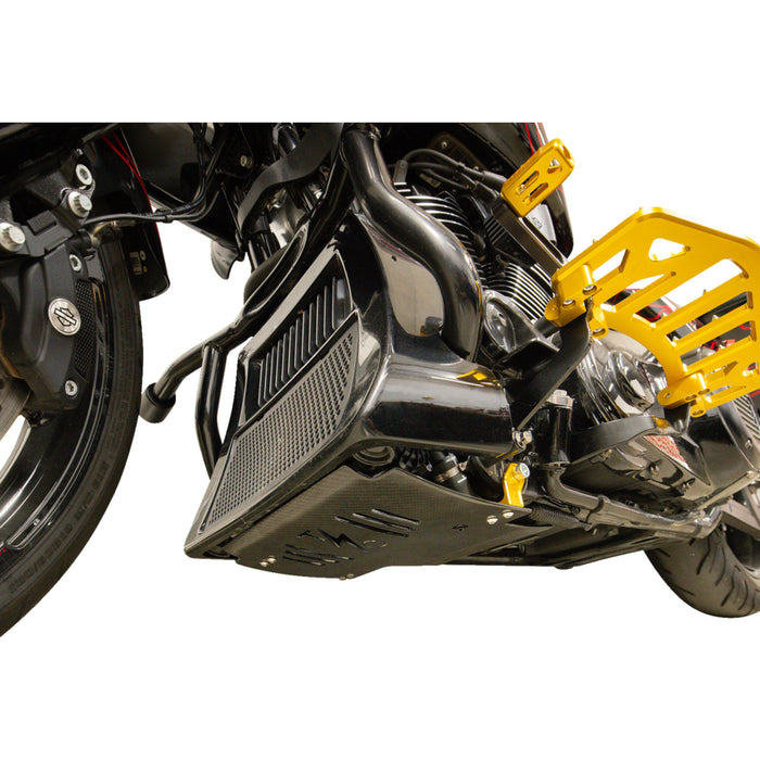 THRASHIN SUPPLY CO. 0506-2531 TSC-3034-5 Carbon Fiber Skid Plate Skid Plate - Carbon Fiber/Gloss - With Gold Brackets - FLHX/FLTRX