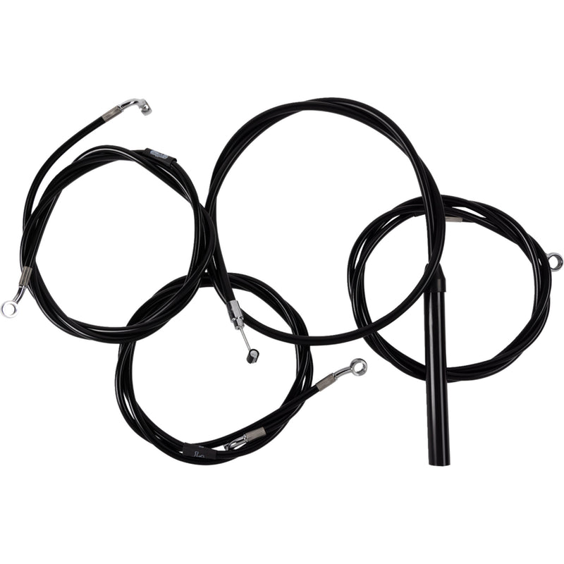 LA Choppers Complete Black Vinyl Braided Handlebar Cable Brake Line Kit 12"-14" Handlebars - LA-8059KT2-13B For Harley Touring 2023-2026
