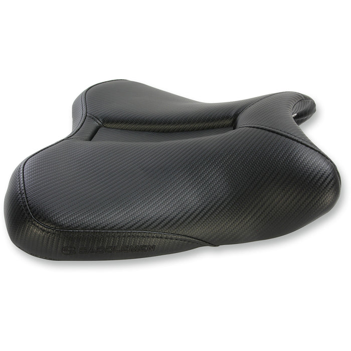 SADDLEMEN 0810-1915 0810-Y148 Gel-Channel™ Track Carbon Fiber Sport Seat — Sport Gel Channel™ Track Carbon Fiber Sport Seat - Black - R1