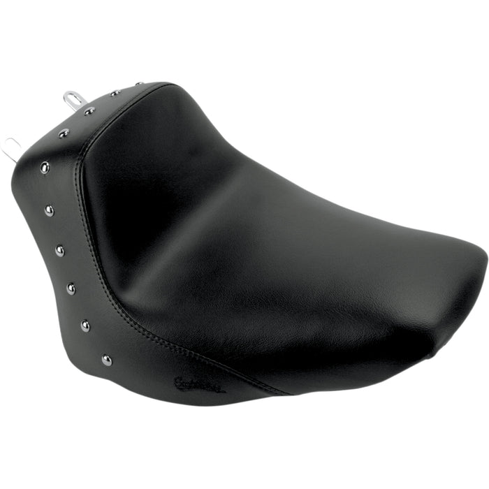 SADDLEMEN 0802-0596 806-15-0011 Heels Down Solo Seat - Without Backrest - Studded - Black - FLSTC