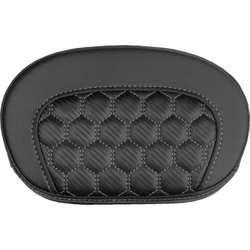 SADDLEMEN 0822-0721 061019005 Mini Contour Sissy Bar Pad honeycomb - silver stitch