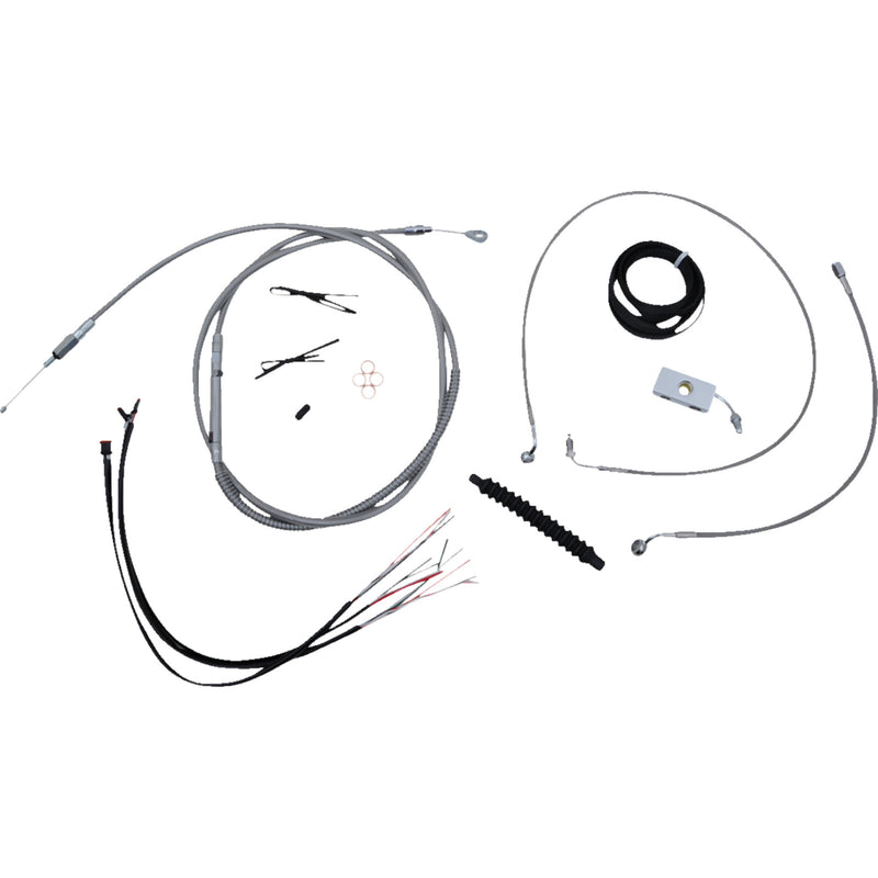 LA Choppers Complete Stainless Braided Handlebar Cable Brake Line Kit — Cable Kit 12"-14" Handlebars - LA-8156KT2-13 For Harley Softail 2018-2022