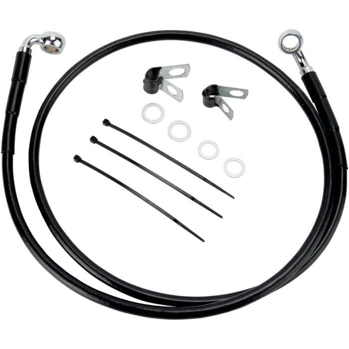 DRAG SPECIALTIES 1741-2571 Extended Length Black Vinyl Brake Line Kit Brake Line - Front - Black - +6" - FXDL '01-'05