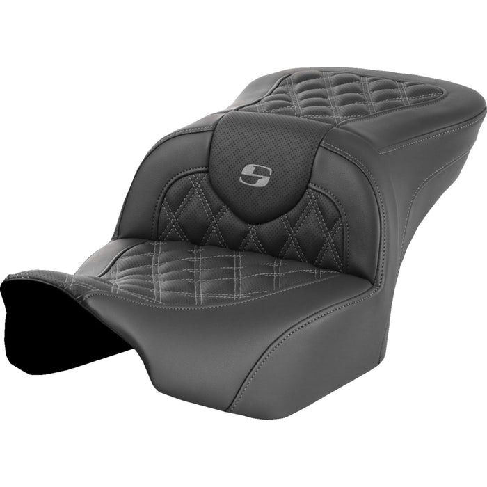 SADDLEMEN 0801-1714 823-07-18202 Roadsofa™ Lattice Stitch Seat - without Backrest - Gray Lattice Stitch - FLTR/FLHX 23-24