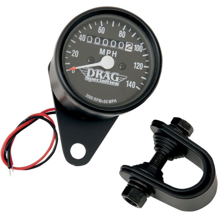 DRAG SPECIALTIES 2210-0249 2.4" Mini Mechanical Speedometer 2.4" MPH Mini LED Mechanical Speedometer/Indicators - Black Housing - 2:1 - Black
