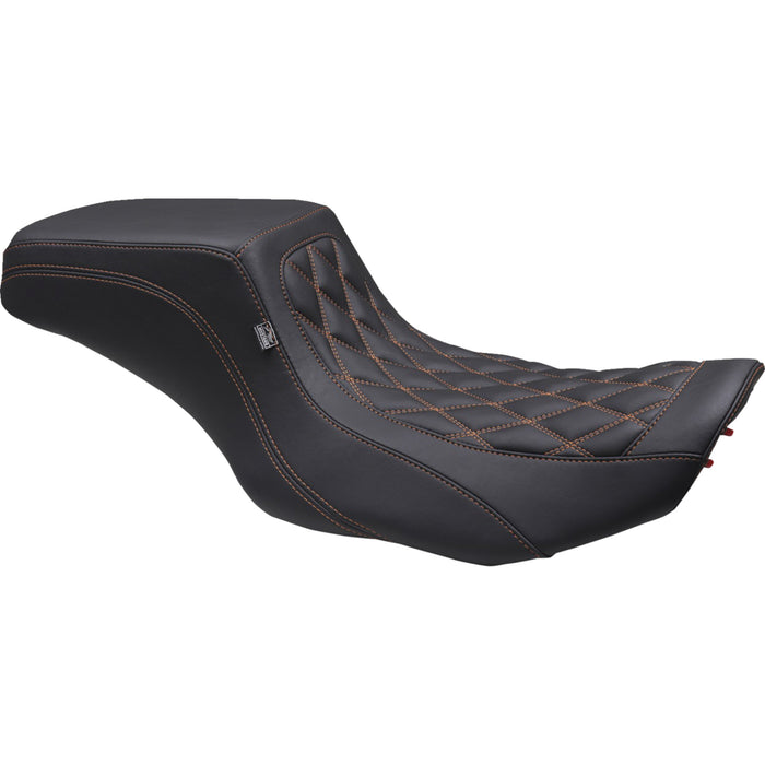 MUSTANG 0801-1909 88416MO Double Diamond Squareback Seat - One Piece 2-Up Squareback Seat - Double Diamond - Orange Stitch