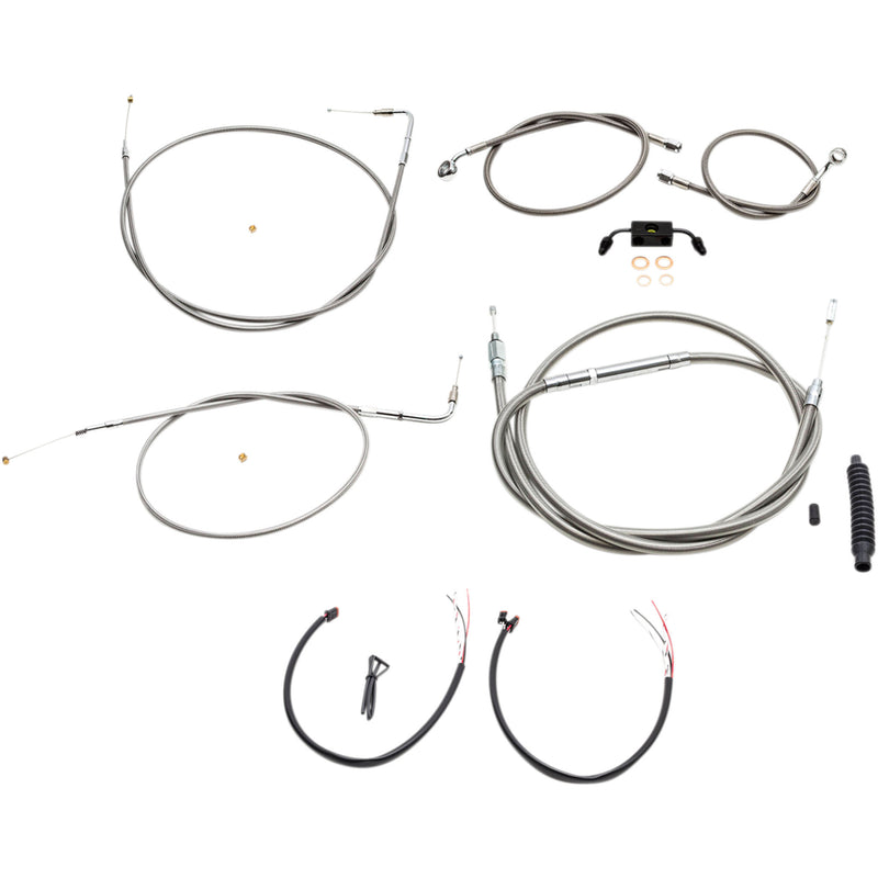LA Choppers Complete Stainless Braided Handlebar Cable Brake Line Kit — Cable Kit 12"-14" Handlebars Fxdb C - LA-8211KT2-13 For Harley Dyna 2012-2017