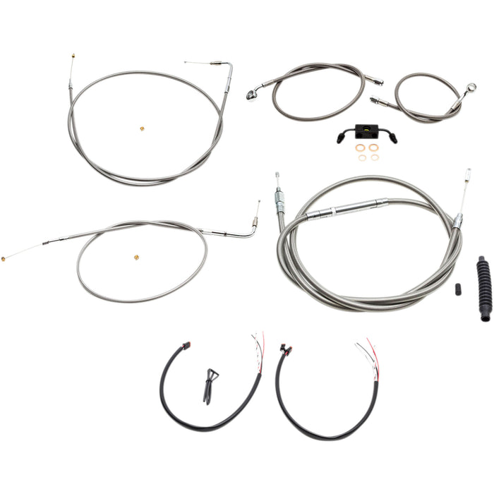 LA CHOPPERS 0610-1844 LA-8211KT2-19 Complete Stainless Braided Handlebar Cable/Brake Line Kit — Cable Kit Handlebar Cable/Brake Line Kit - Complete - 18" - 20" Handlebars - Stainless
