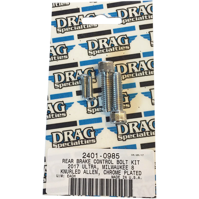 DRAG SPECIALTIES 2401-0985 M-Eight Bolt Kit Bolt Kit - Rear Brake Control - Knurled/Socket-Head - Chrome - M8