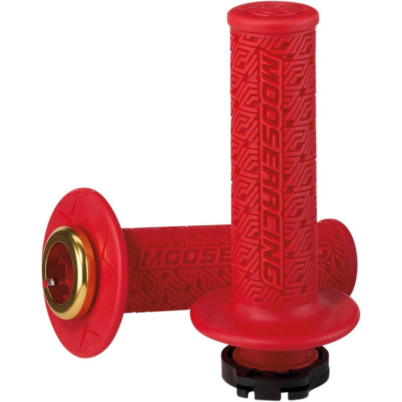 MOOSE OFFROAD 0630-2539 B36MRR-D 36 Series Clamp-On Grips Grips - Lock-On - Red/Gold