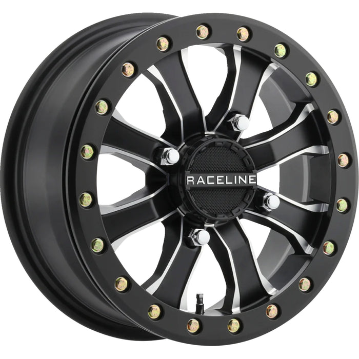 RACELINE WHEELS 0230-1445 A71MB-56037-51 Black Mamba Beadlock Wheel Wheel - Black Mamba - Beadlock - Front/Rear - Black/Machined - 15x6 - 4/137 - 5+1