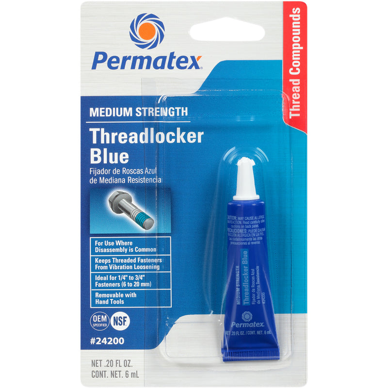 PERMATEX 24200 24200 Threadlocker Blue 242 Threadlocker - Blue - 0.2 U.S. fl oz.