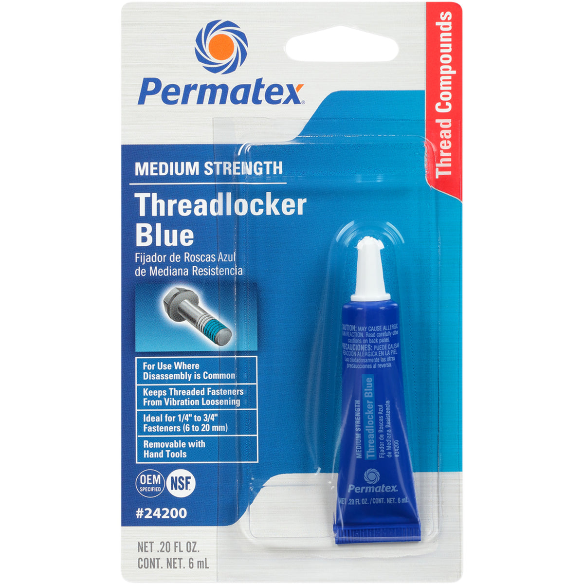 PERMATEX 24200 24200 Threadlocker Blue 242 Threadlocker - Blue - 0.2 U ...